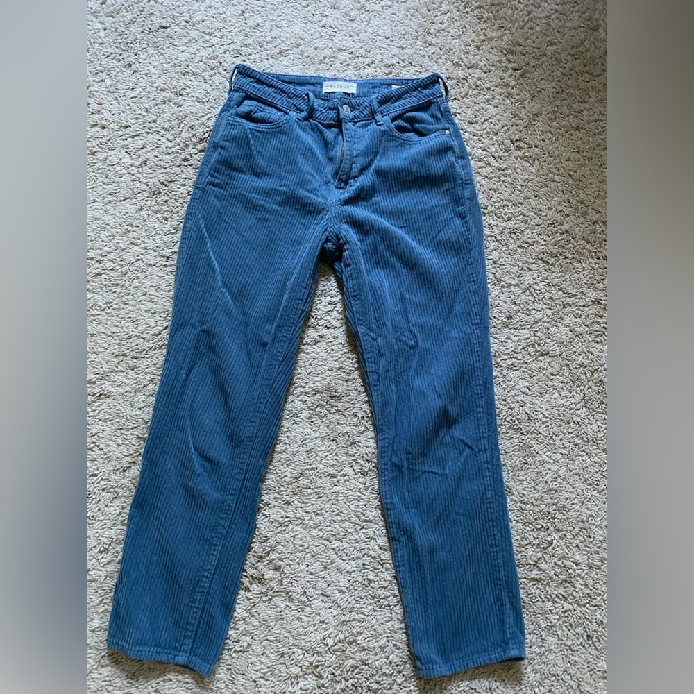 Straight leg blue corduroy pants (mom fit)